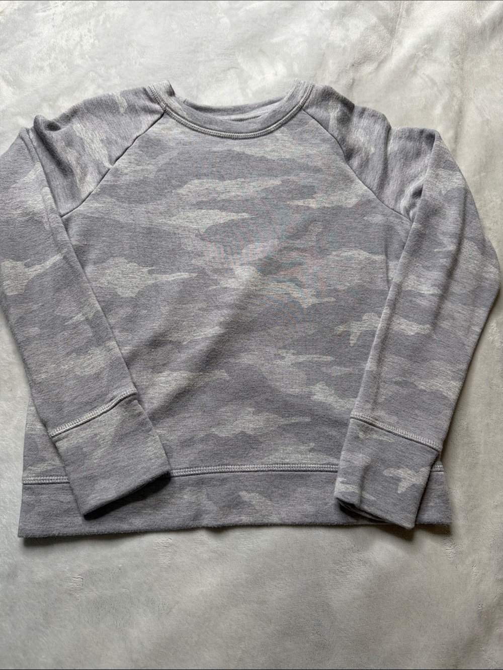 Kids' Grey Camo Long-Sleeve Pullover Sweatshirt